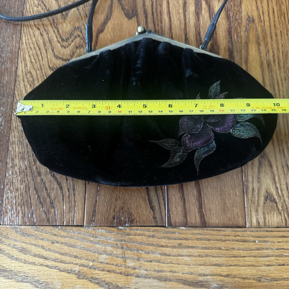 Vintage Fancy Nancy Velvet Floral Evening Bag Purse Wearable Art Hand Painted - Picture 16 of 16